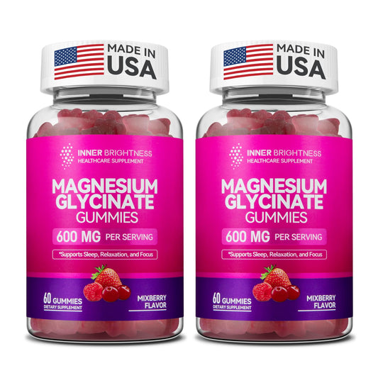 Bottle front view of Magnesium Glycinate Gummies 600mg