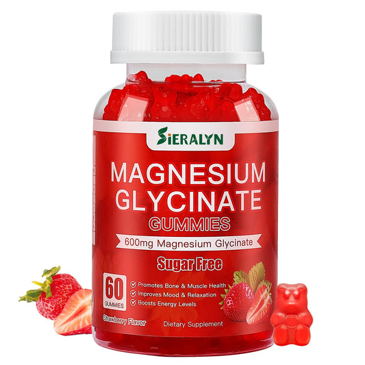 Front view of Magnesium Glycinate Gummies 600mg bottle