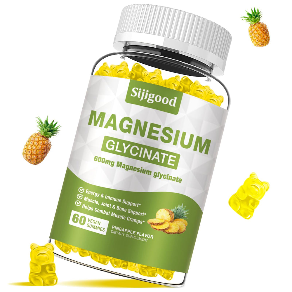 Bottle of Magnesium Glycinate Gummies 600mg Pineapple Flavor