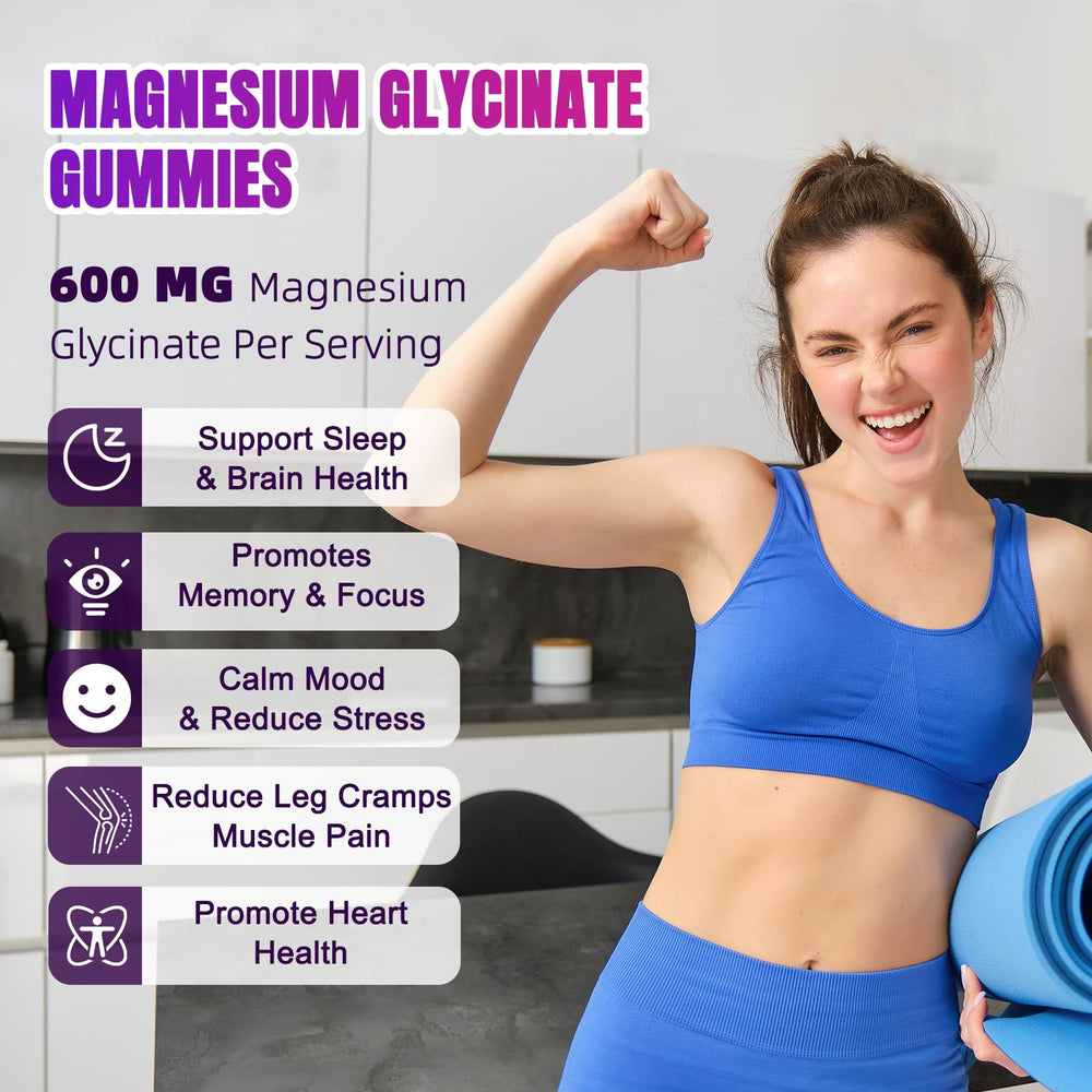 Serving size showing two gummies with 600mg magnesium glycinate and 400mg magnesium L-threonate
