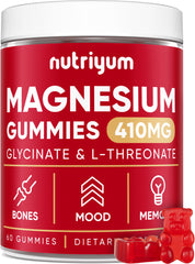 Hero image: bottle of Magnesium Glycinate Gummies, 60-count, with 410 mg elemental magnesium per gummy.