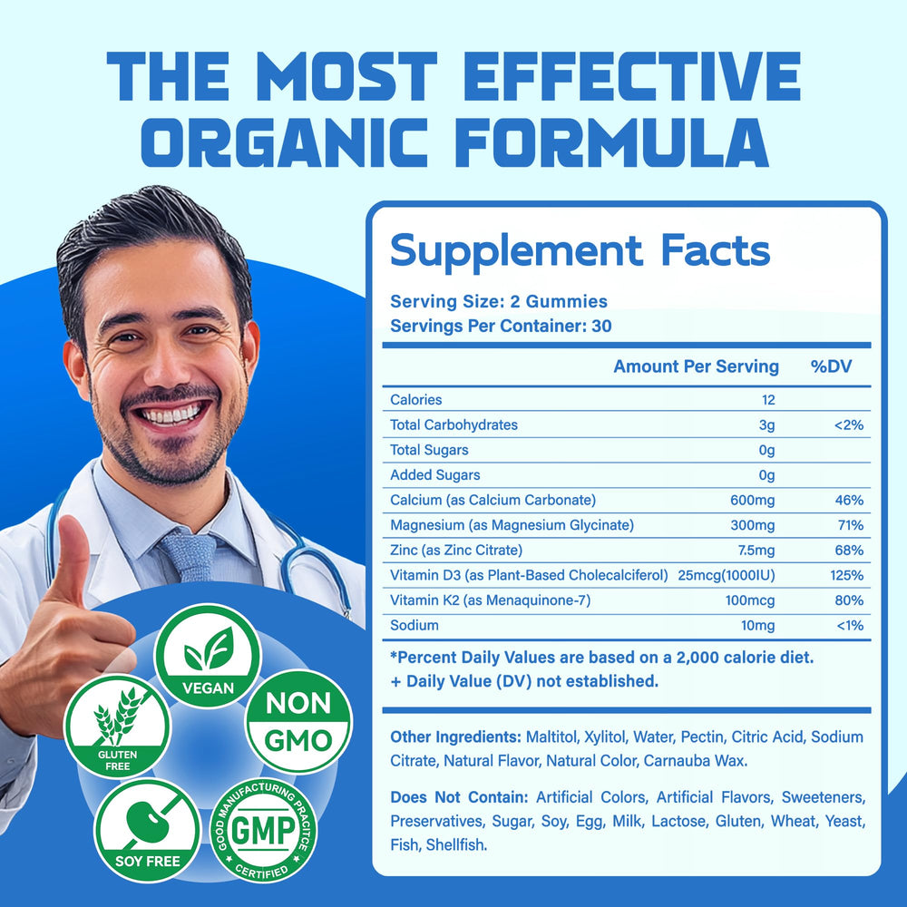 Close-up of ingredients panel for Magnesium Glycinate Gummies