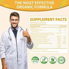 Dosage illustration showing two gummies per day