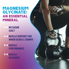 Close-up of grape-flavored magnesium glycinate gummies
