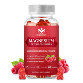 Bottle of 60 sugar-free raspberry magnesium glycinate gummies