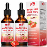Two bottles of magnesium glycinate liquid drops with strawberry flavor, 4 oz each