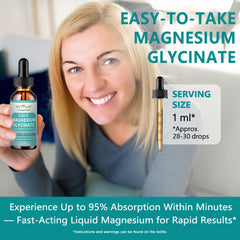 Graphic showing muscle support from magnesium glycinate liquid drops