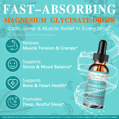 Lifestyle image illustrating sleep and relaxation with magnesium glycinate liquid drops