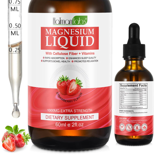 Strawberry flavored magnesium glycinate liquid bottle