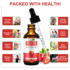 Close-up of strawberry magnesium glycinate liquid drops