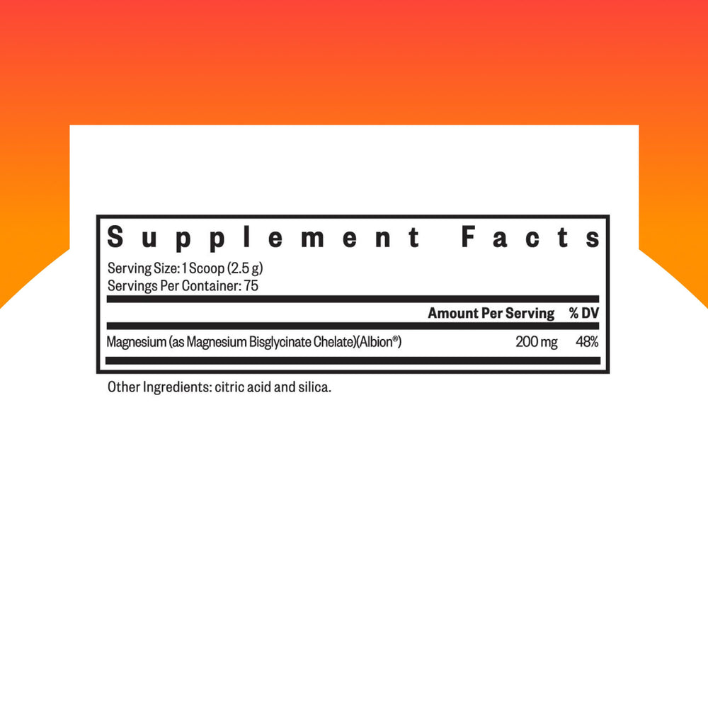 Magnesium glycinate powder scoop with 200 mg serving size