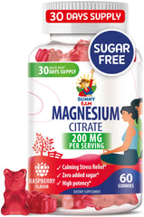 Label for Magnesium Gummies 200mg Raspberry flavor
