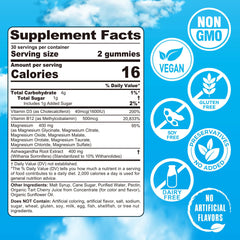 Gummies featuring ashwagandha and vitamins D3 & B12 for calmness