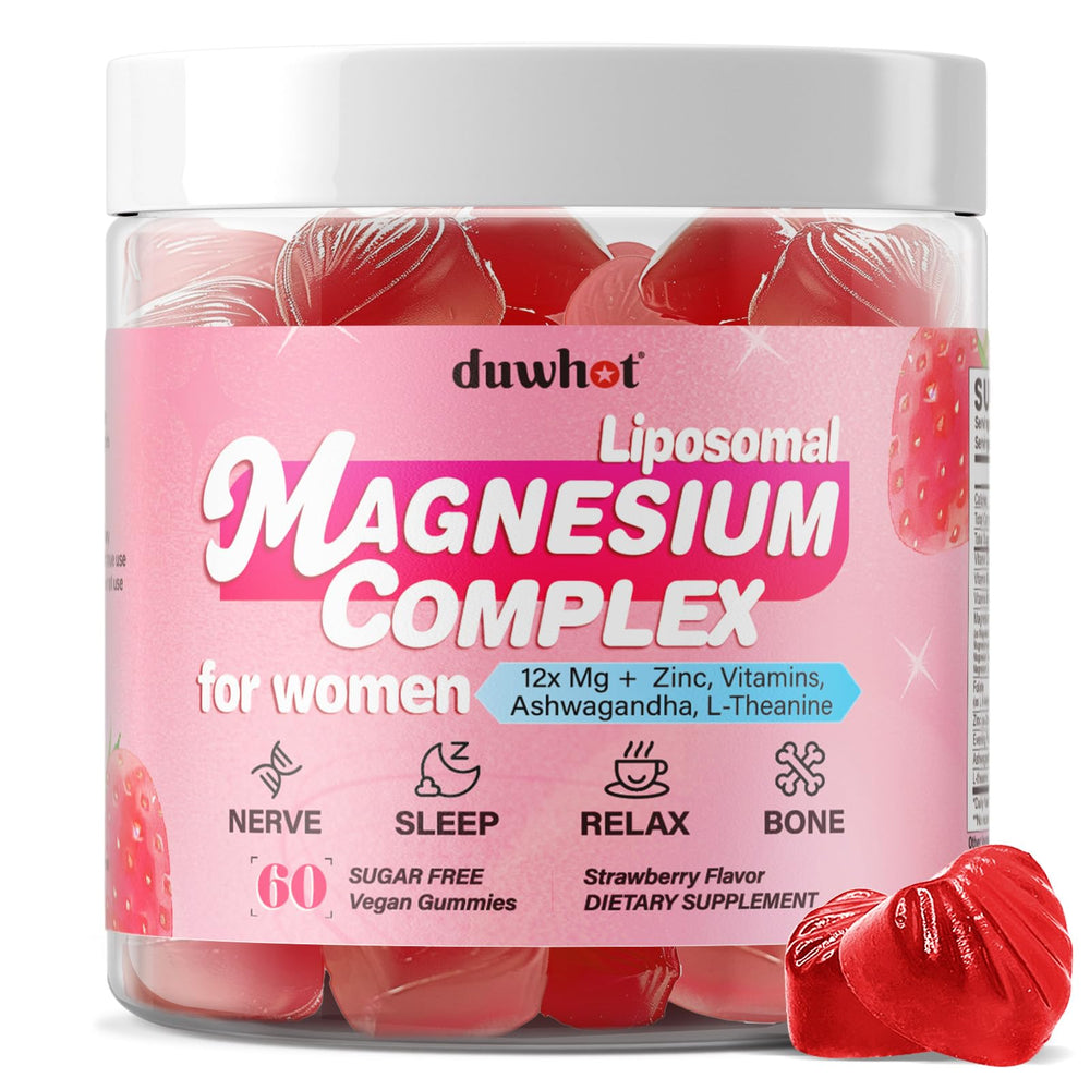 Bottle of 12-in-1 Magnesium Complex Gummies for Women with 60 vegan chews