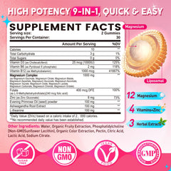 Close-up of strawberry-flavored magnesium gummies on a white background