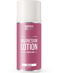 Magnesium lotion bottle with Aloe and Shea, Hibiscus scent, Made in USA