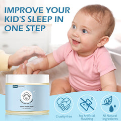 Calming ingredients displayed on magnesium lotion for kids