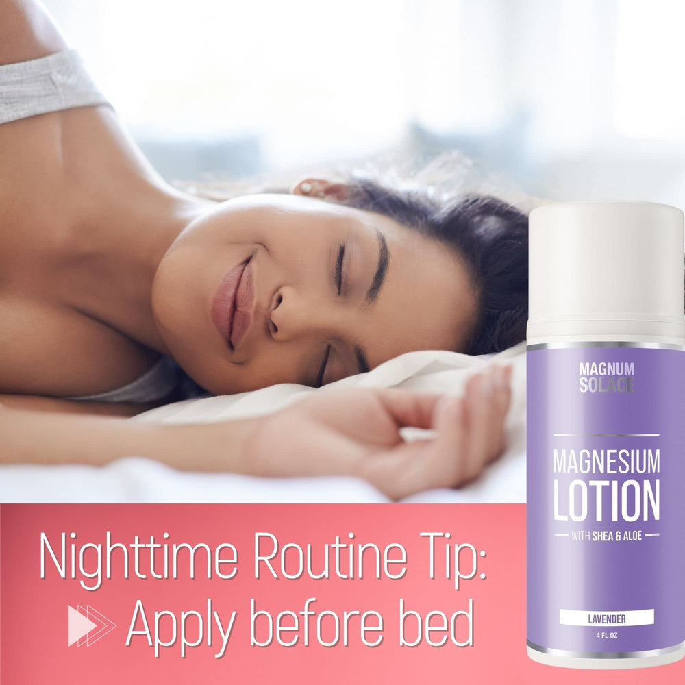 Nighttime use instruction graphic for magnesium lotion
