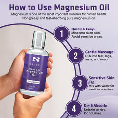 Person applying magnesium oil spray to skin