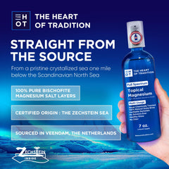Close-up of the bottle label showing Zechstein sea minerals