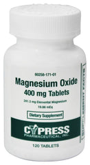 Magnesium Oxide 400 mg tablets bottle and label