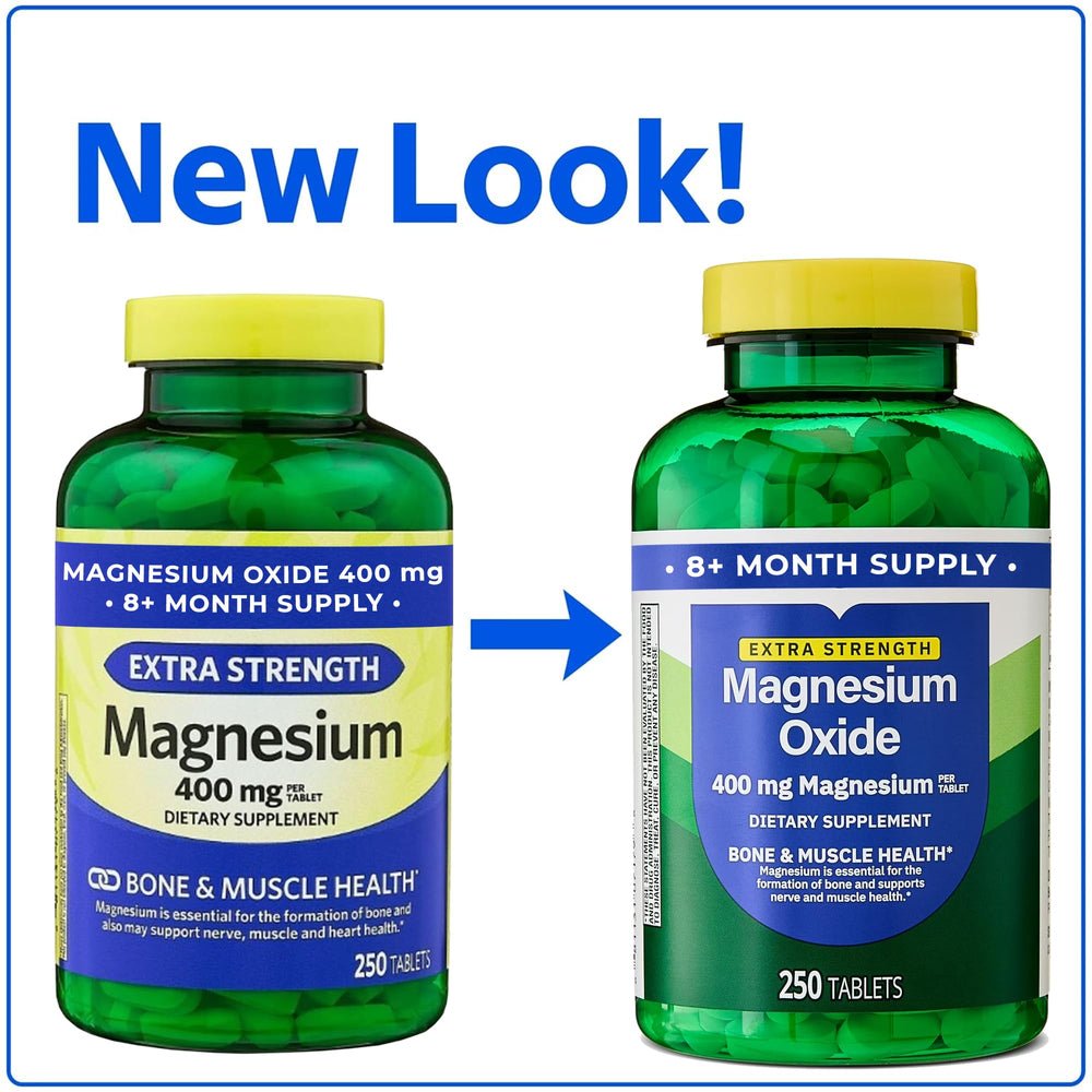 Close-up of a single magnesium oxide 400mg tablet