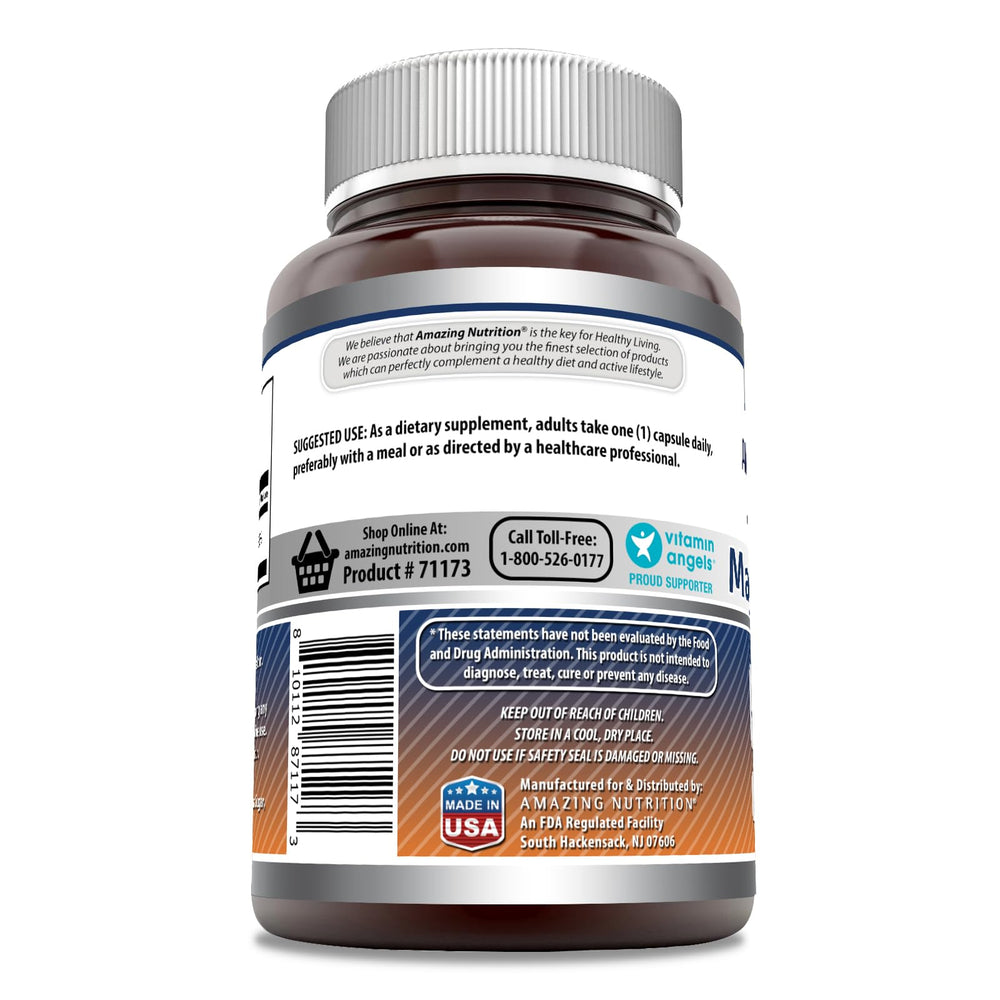 Close-up image of magnesium oxide capsules (500 mg)