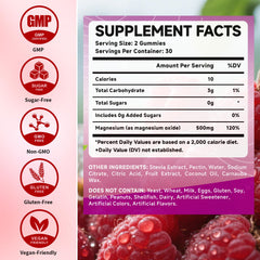Nutrition label showing 500mg magnesium oxide per serving