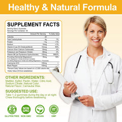 Supplement facts style image showing magnesium glycinate with D3, B6, potassium and calcium
