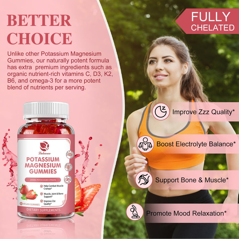 Nutrition label on magnesium potassium gummies bottle