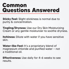 Magnesium oil spray reducing foot odor and muscle tension