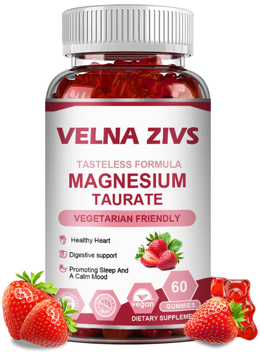 Front view of Magnesium Taurate Gummies 1800mg bottle