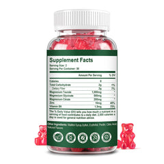 Close-up of gummies showing three forms: taurate, glycinate, citrate
