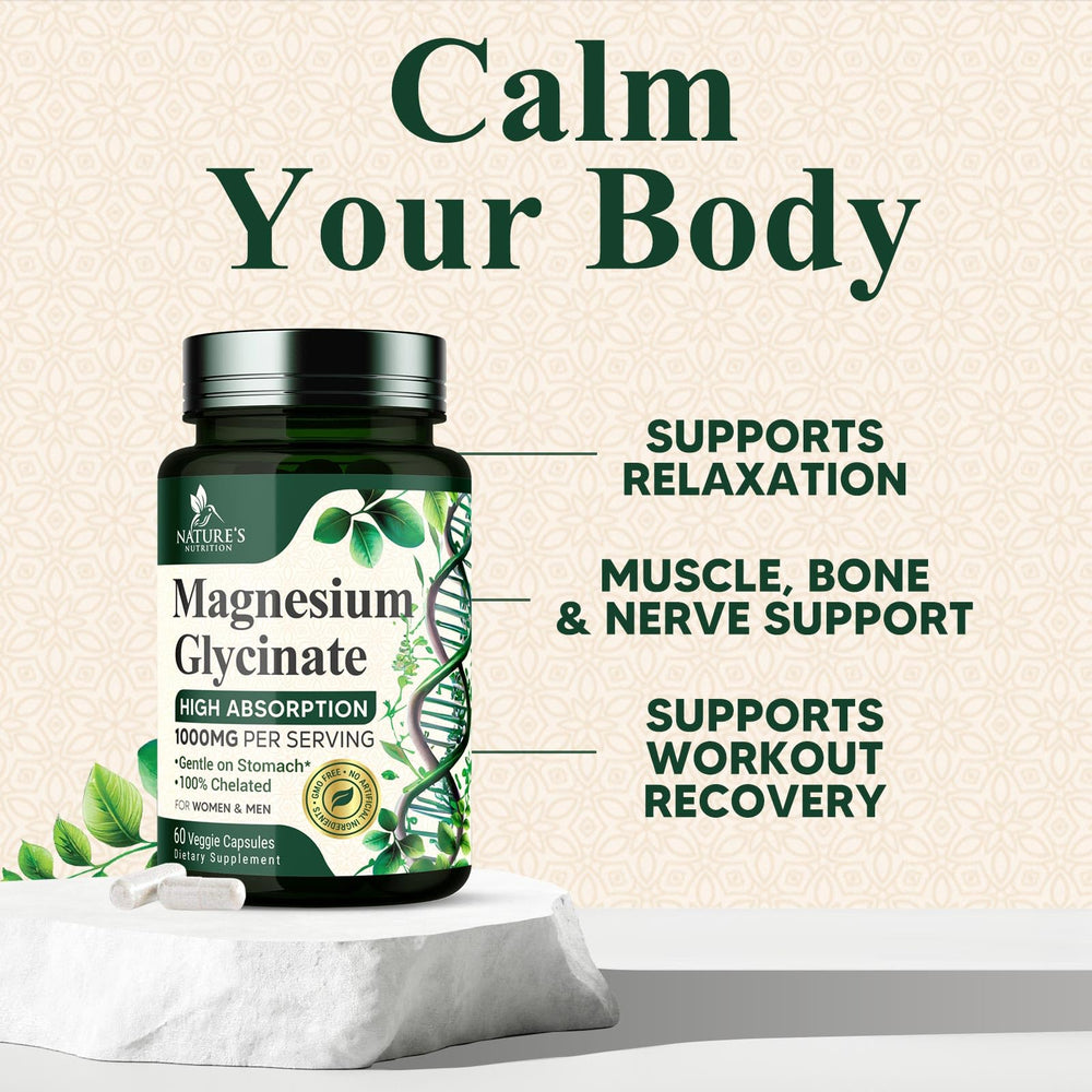 Heart, nerves, bones and muscles health icons with magnesium