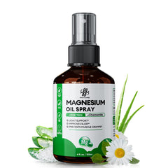 Magnesium Oil Spray bottle featuring Aloe Vera and Chamomile