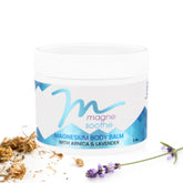 Front view of MagneSoothe topical magnesium body balm 2 oz jar