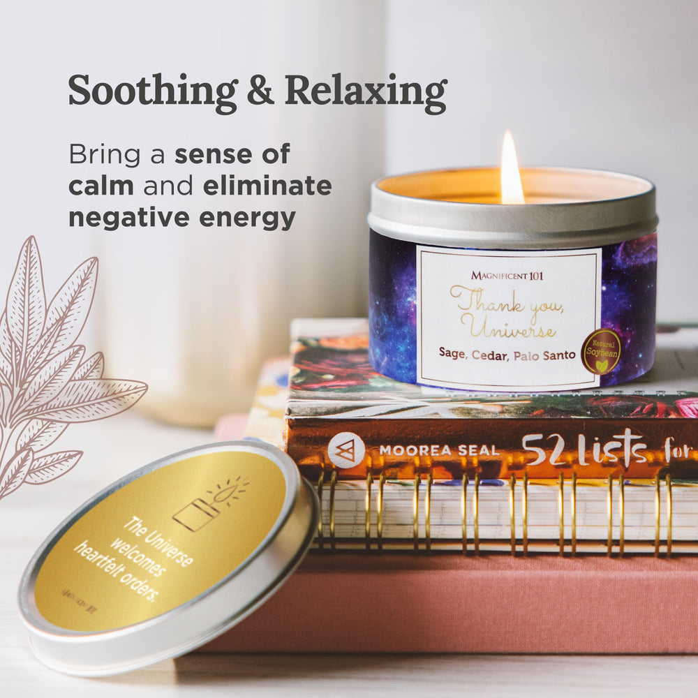 Magnificent 101 6oz candle showing 35-hour burn time