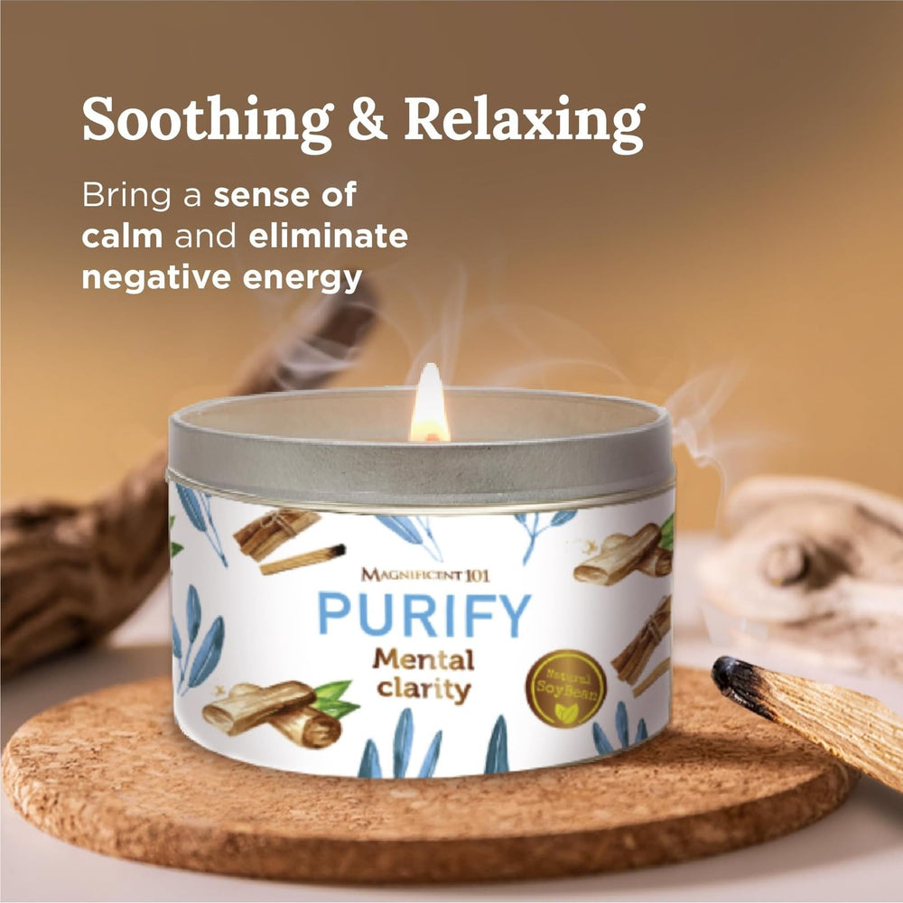 Aromatherapy candle burning to cleanse energy in home
