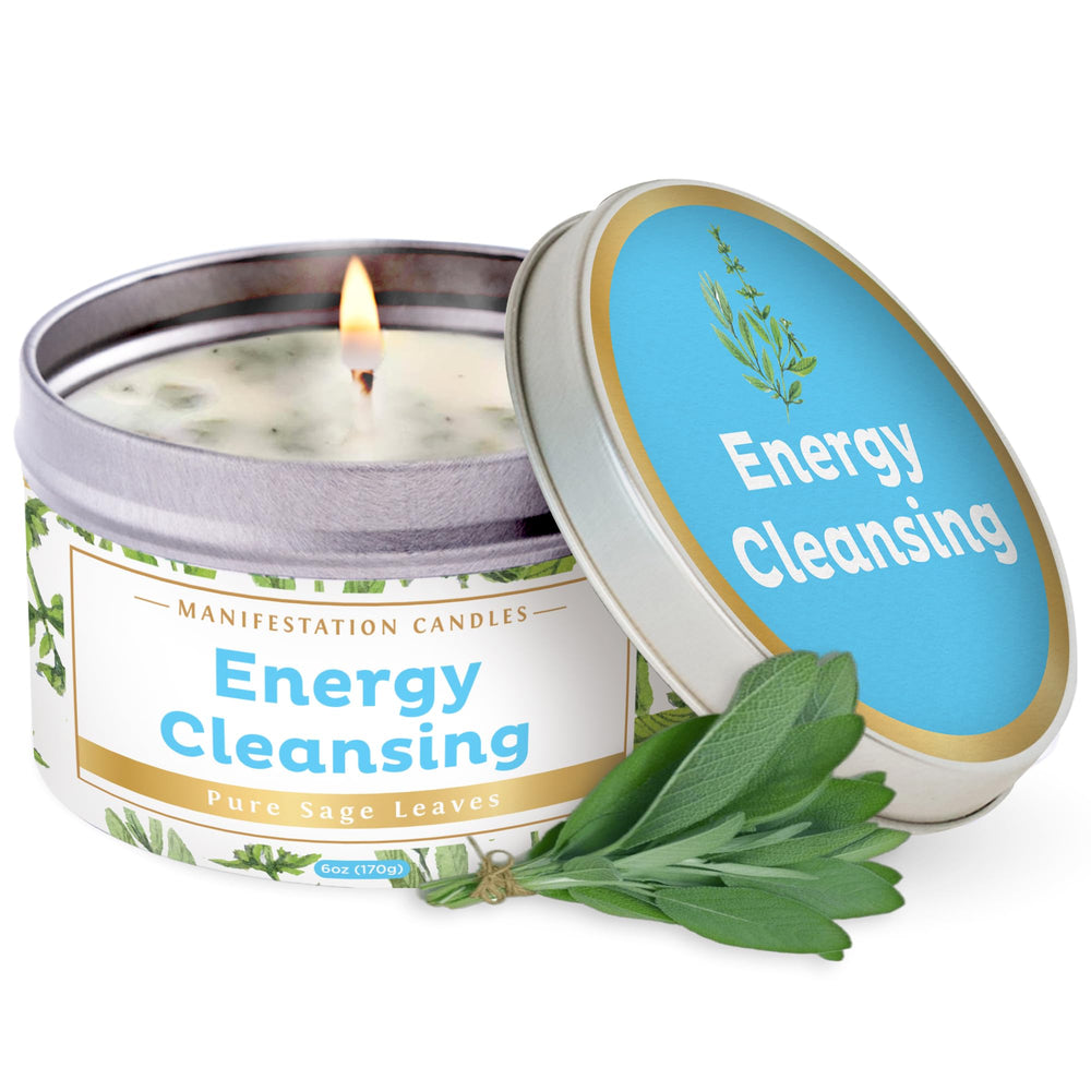 Magnificent 101 Sage Candle 6oz with pure sage leaves