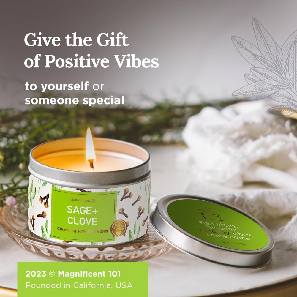 Gift-ready Magnificent 101 Sage & Clove Aromatherapy Candle