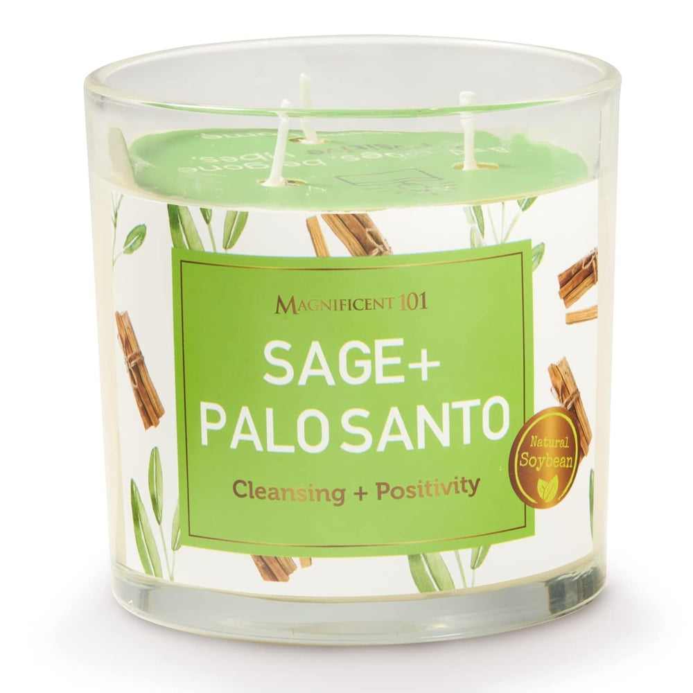 Product image: Magnificent 101 Sage & Palo Santo Candle on a clean surface