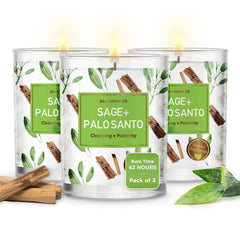 Three Magnificent 101 Sage and Palo Santo candles, 3.5 oz each, in a 3-pack