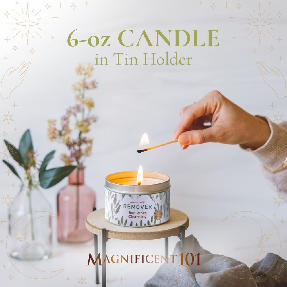 Candle burning to showcase 35-hour burn time of Magnificent 101 Sage Smudge Candle