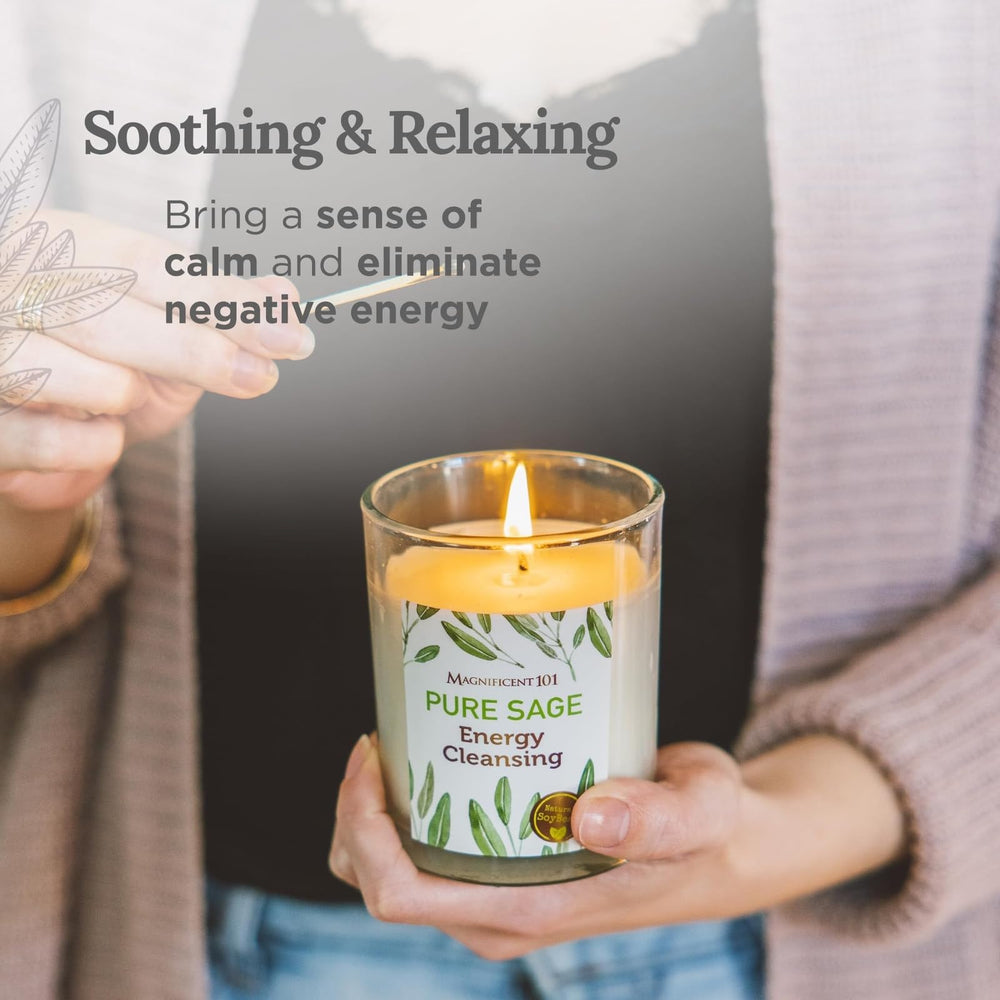 6 oz natural soy wax Magnificent 101 candle with white sage aroma