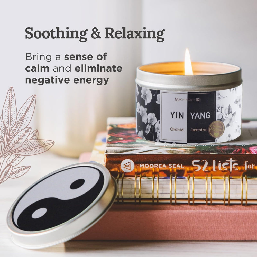 Lit candle showing a 35-hour burn time