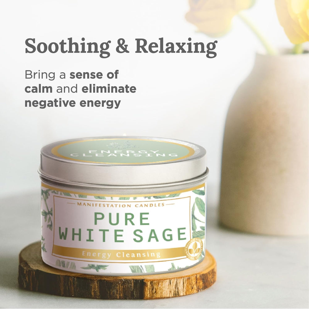 White sage candle with calming aroma ideal for meditation