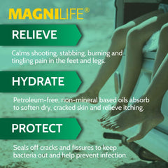 MagniLife DB Foot Cream ingredients-beeswax-eucalyptus highlight natural moisturizers and calming aroma
