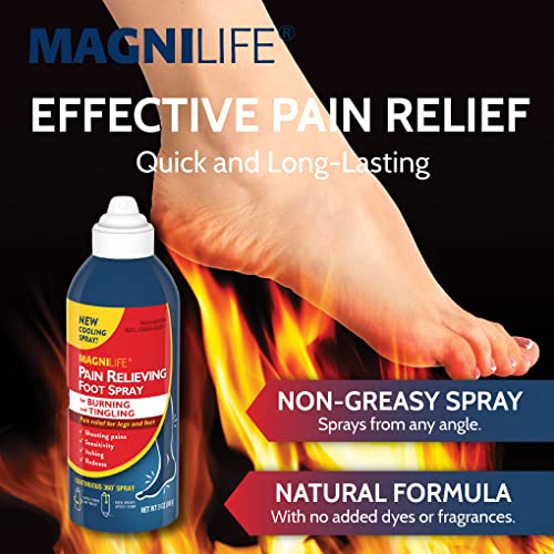 MagniLife Pain Relief Foot Spray highlights moisturized dry cracked heels.