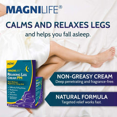 Close-up of MagniLife cream being massaged into legs for relief