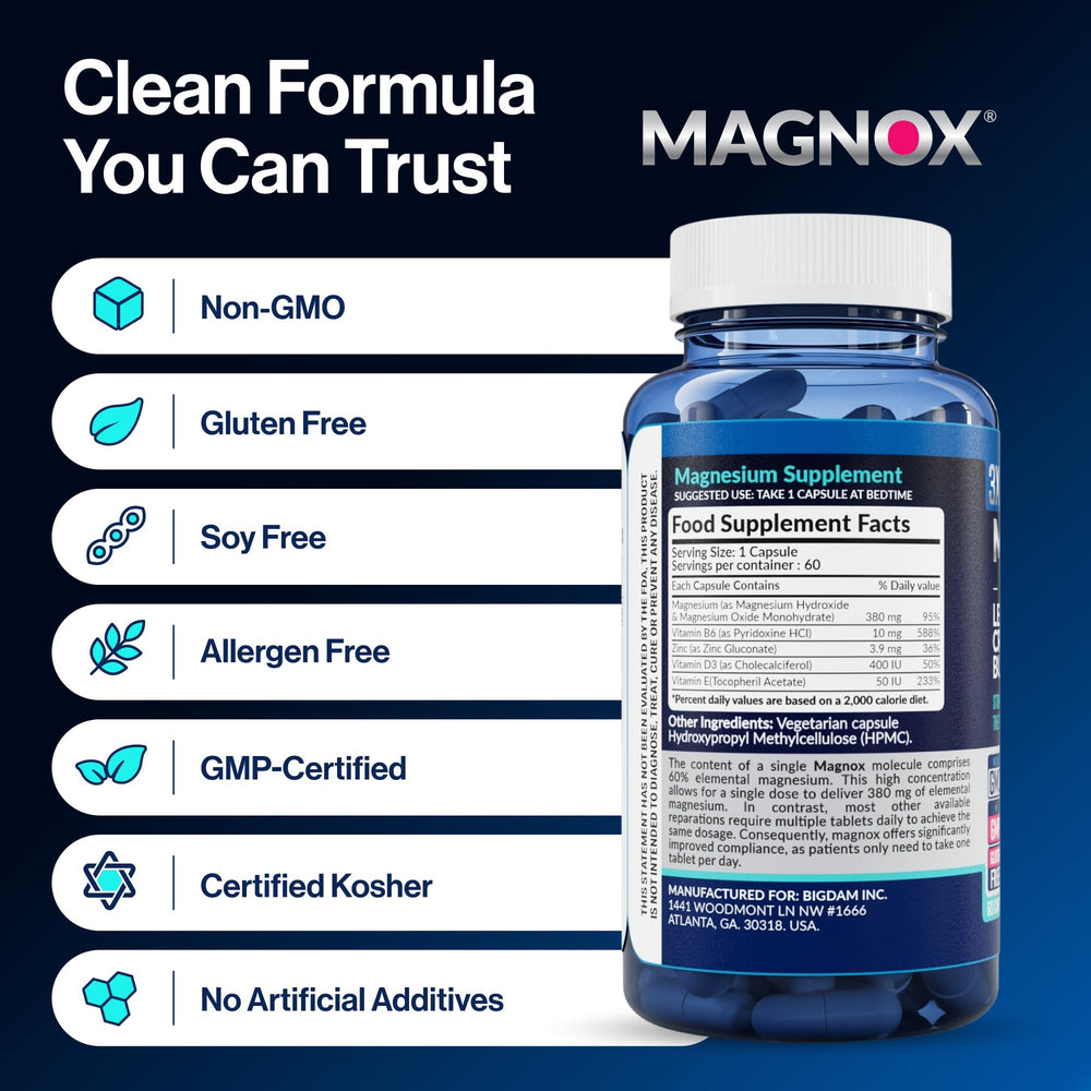 Relieves foot and hand cramps with Magnox